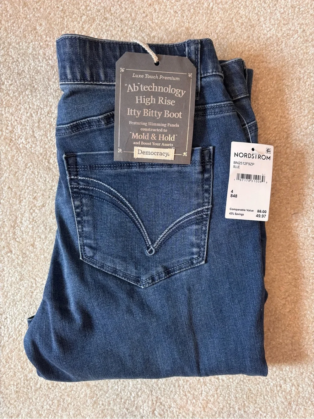 Democracy Dark Blue High-Rise Itty Bitty Boot Jeans
